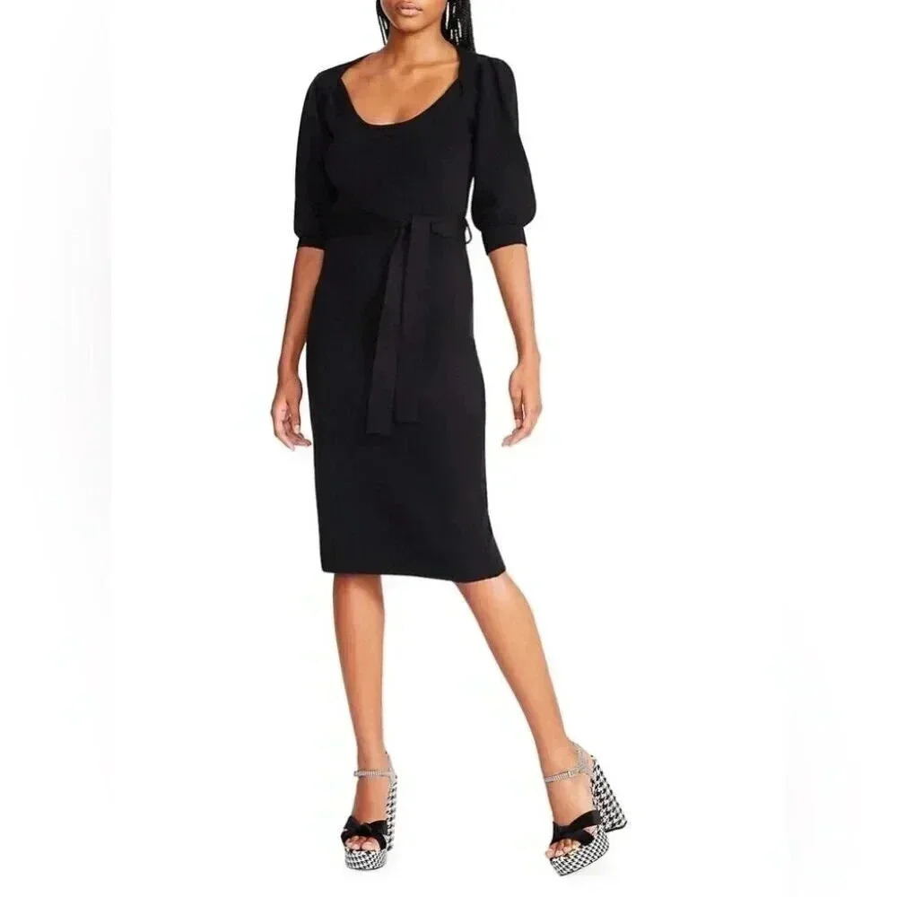 Betsey Johnson Midi Sweater Dress in Black NWT - Picture 1 of 10